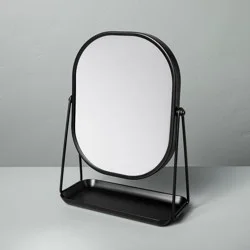 Hearth & Hand with Magnolia Metal Vanity Flip Mirror with Tray Black - Hearth & Hand™ with Magnolia: Swivel, 2-Sided, Desk/Table Use