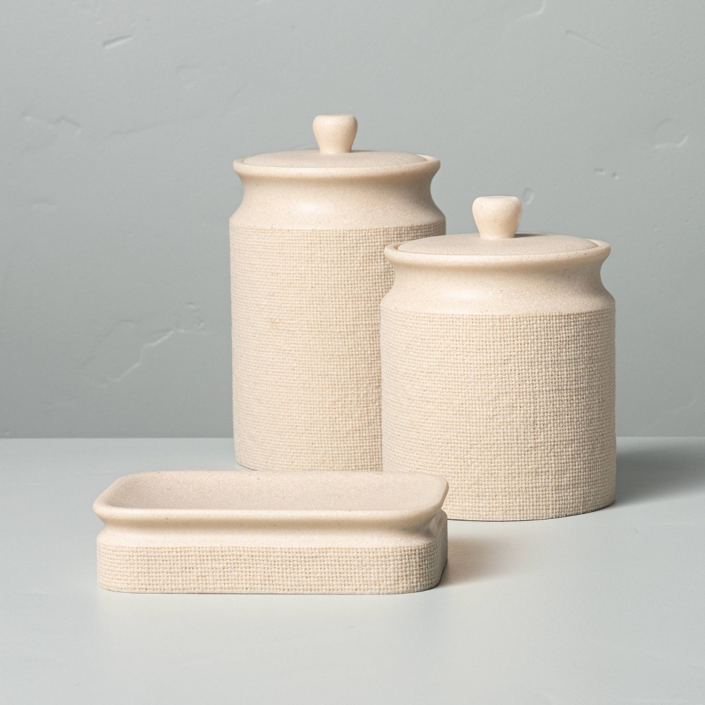 slide 3 of 4, 16oz Resin Bath Canister Cream - Hearth & Hand with Magnolia, 16 oz