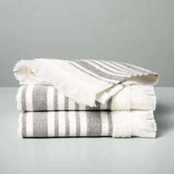 Multistripe Hand Towel Sour Cream/Gray - Hearth & Hand with Magnolia 1 ct