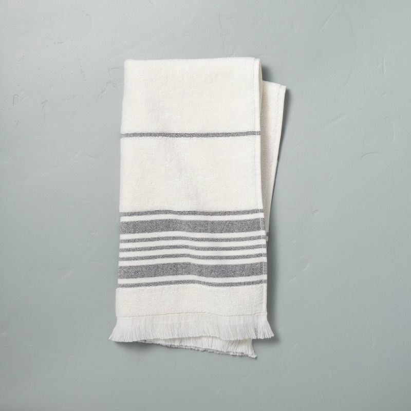 Multistripe Hand Towel Sour Cream/Gray - Hearth & Hand with Magnolia 1 ct
