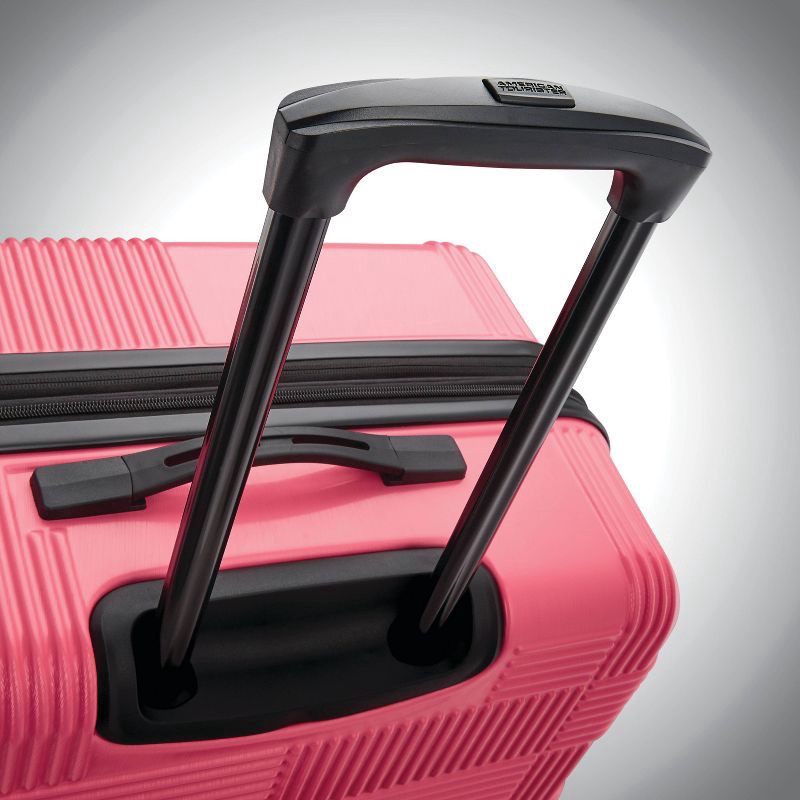 slide 8 of 9, American Tourister NXT Checkered Hardside Carry On Spinner Suitcase - Flamingo: Luggage 8-Wheel Design, 1 ct