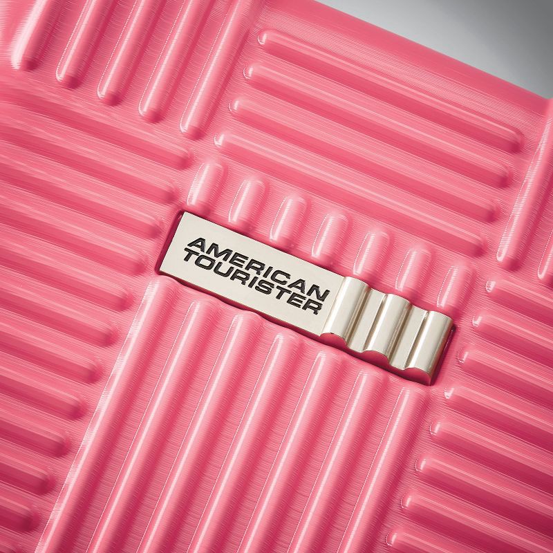 slide 7 of 9, American Tourister NXT Hardside Large Checked Spinner Suitcase - Flamingo Pink: 8-Wheel Spinner Luggage, 1 ct