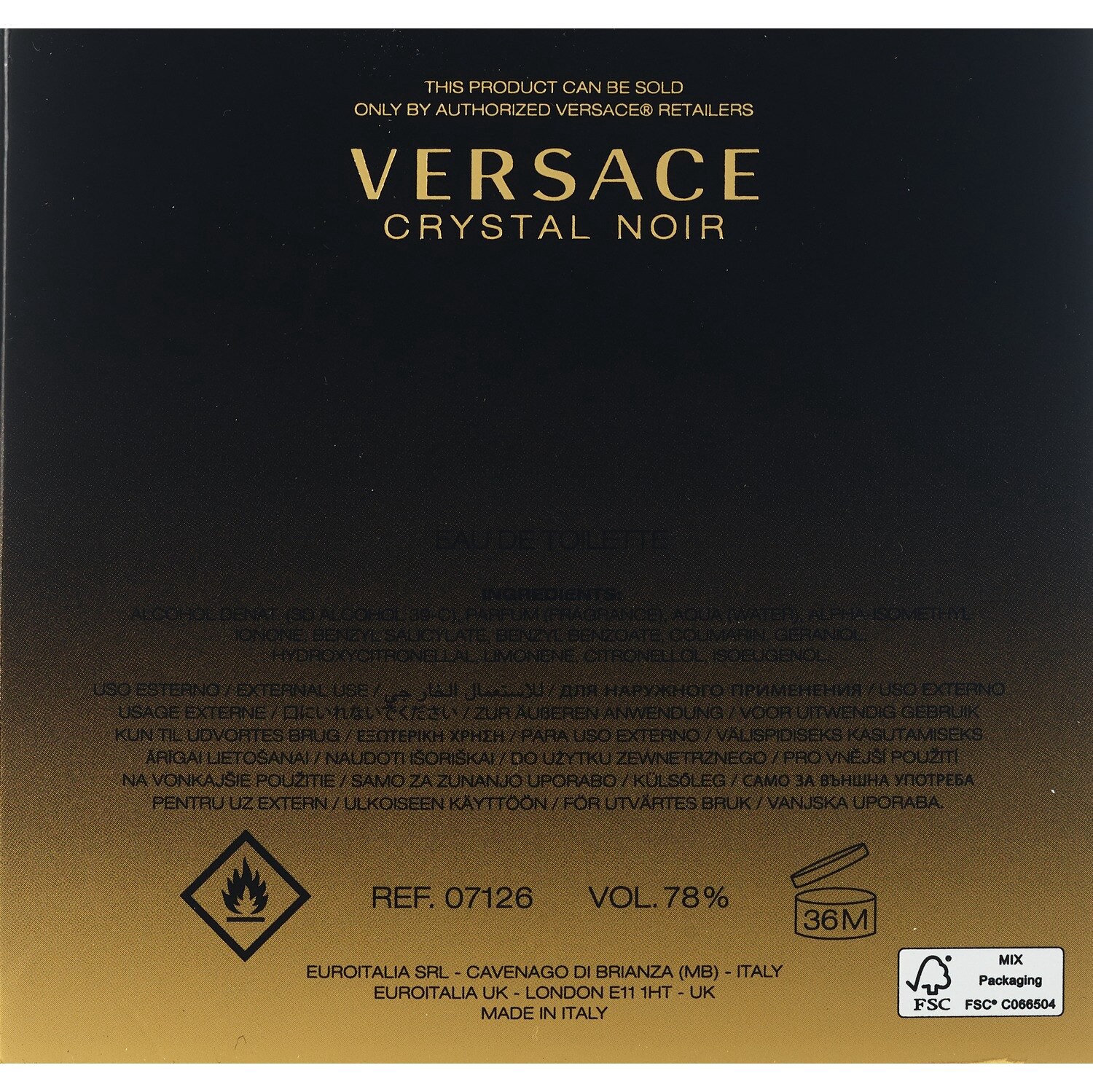 slide 2 of 4, Versace Crystal Noir 1.7 oz/ 50 mL Eau de Toilette Spray, 50 ml