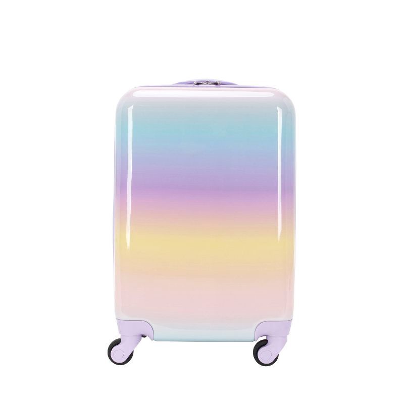 slide 1 of 9, Crckt Kids' Hardside Carry On Spinner Suitcase - Pastel Rainbow Ombre, 1 ct