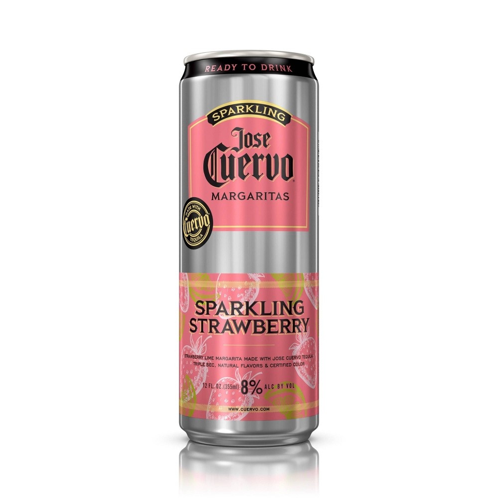 slide 4 of 4, Jose Cuervo Sparkling Strawberry Margarita Cocktail - 4pk/12 fl oz Cans, 4 ct; 12 fl oz