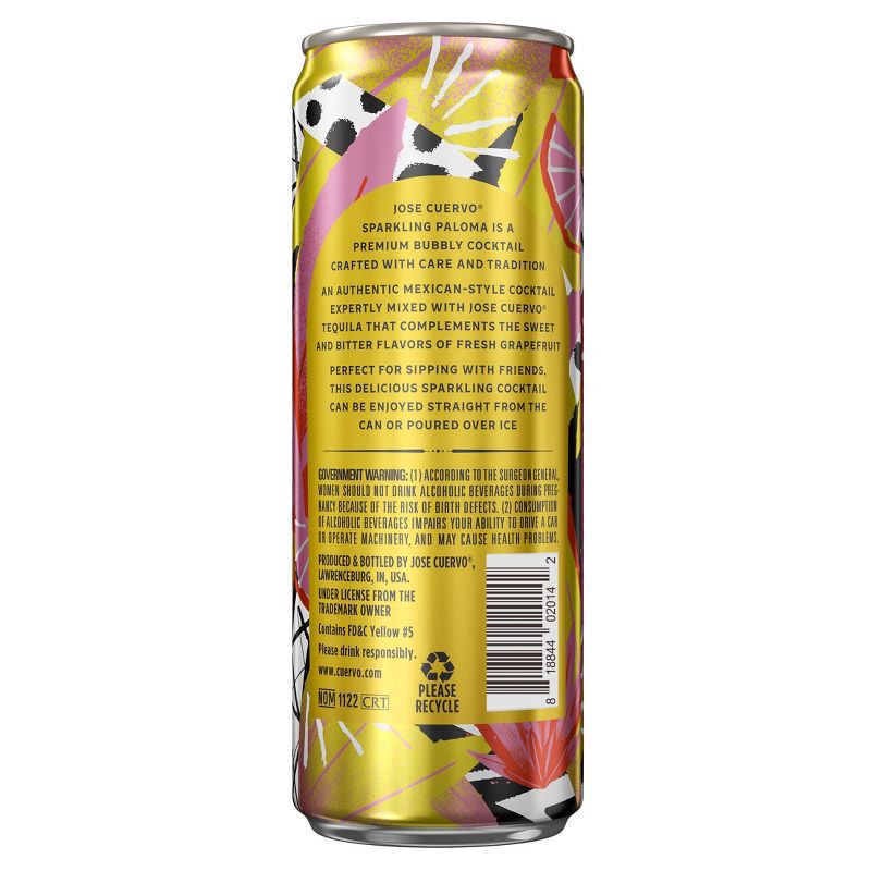 slide 7 of 7, Jose Cuervo Sparkling Paloma Cocktail - 4pk/12 fl oz Cans, 4 ct; 12 fl oz