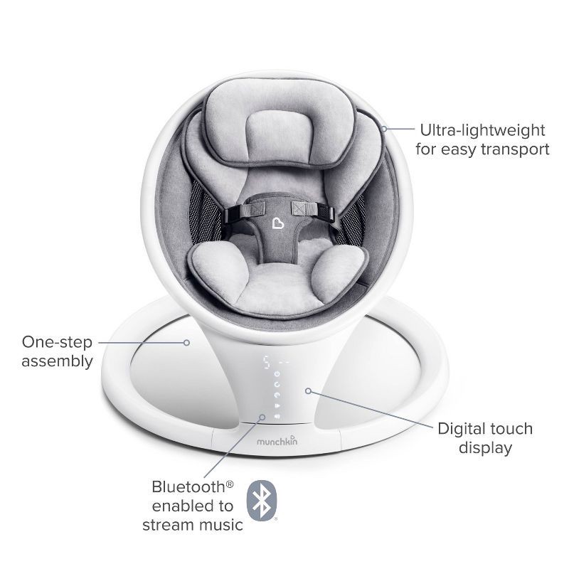 slide 3 of 10, Munchkin Bluetooth Enabled Baby Swing - White, 1 ct