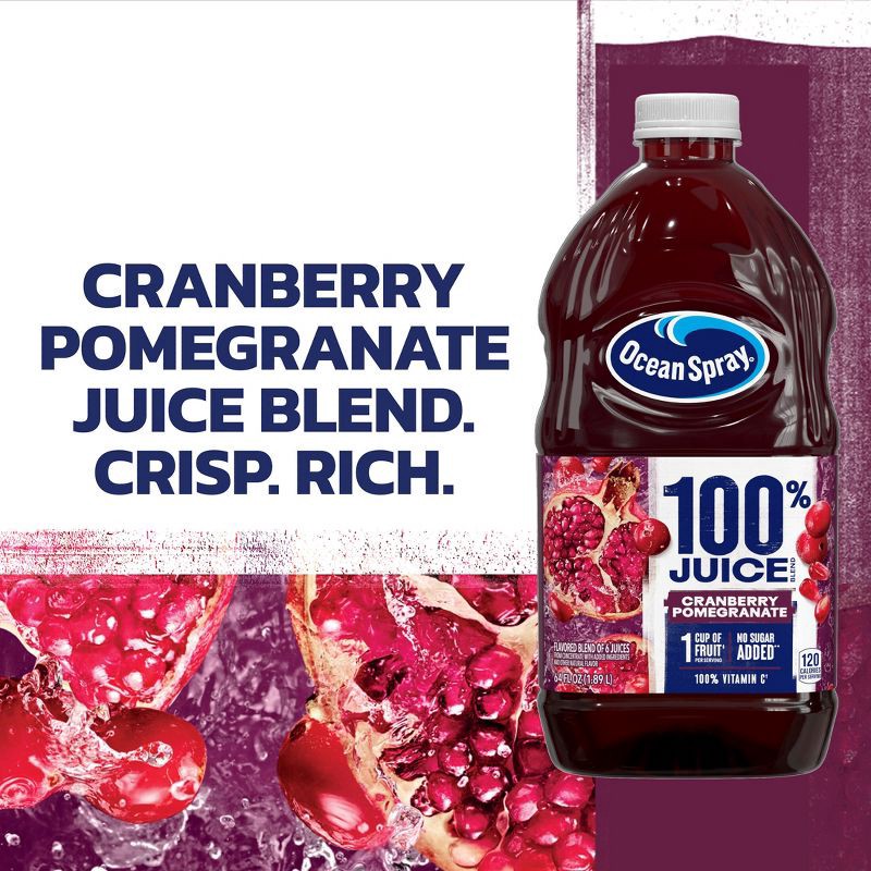 slide 4 of 12, Ocean Spray 100% Cranberry-Pomegranate Juice - 64 fl oz Bottle, 64 fl oz