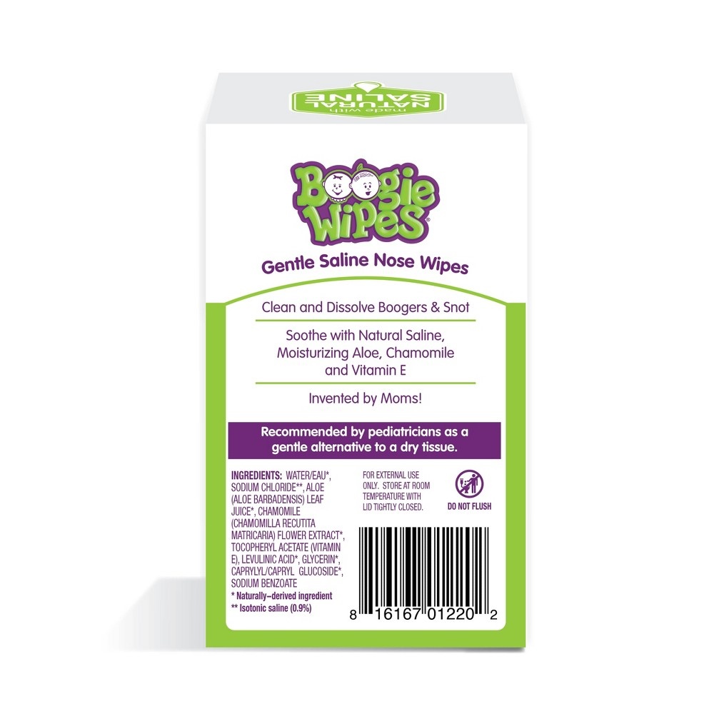 slide 2 of 7, Boogie Wipes Unscented Gentle Saline Nose Wipes, 30 ct