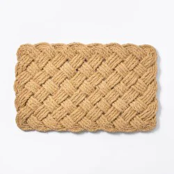 Threshold designed w/Studio McGee Lovers Knot Door Mat Neutral - Threshold™ designed with Studio McGee: Outdoor Coir High Pile Basket Weave 1'6"x2'6"