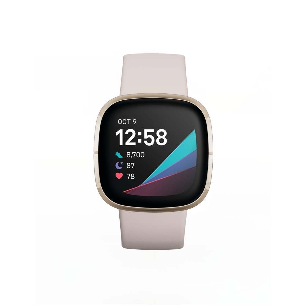 slide 2 of 6, Fitbit Sense Smartwatch - Soft Gold Stainless Steel with Lunar White Band, 1 ct