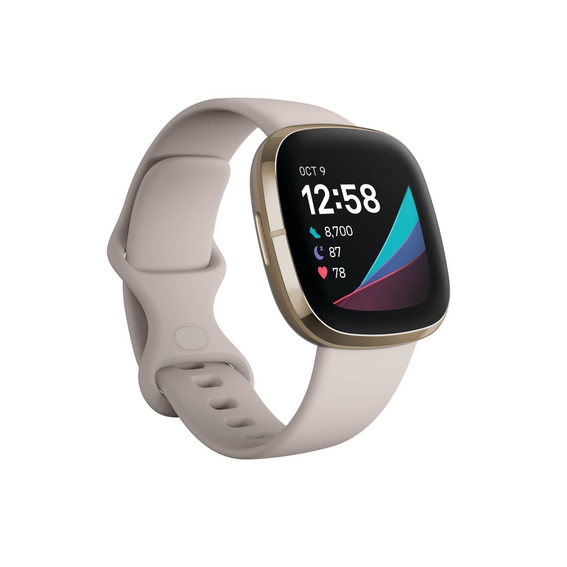 slide 1 of 6, Fitbit Sense Smartwatch - Soft Gold Stainless Steel with Lunar White Band, 1 ct