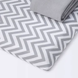 Fitted Play Yard Jersey Sheet - Cloud Island™ Chevron/Gray 2pk