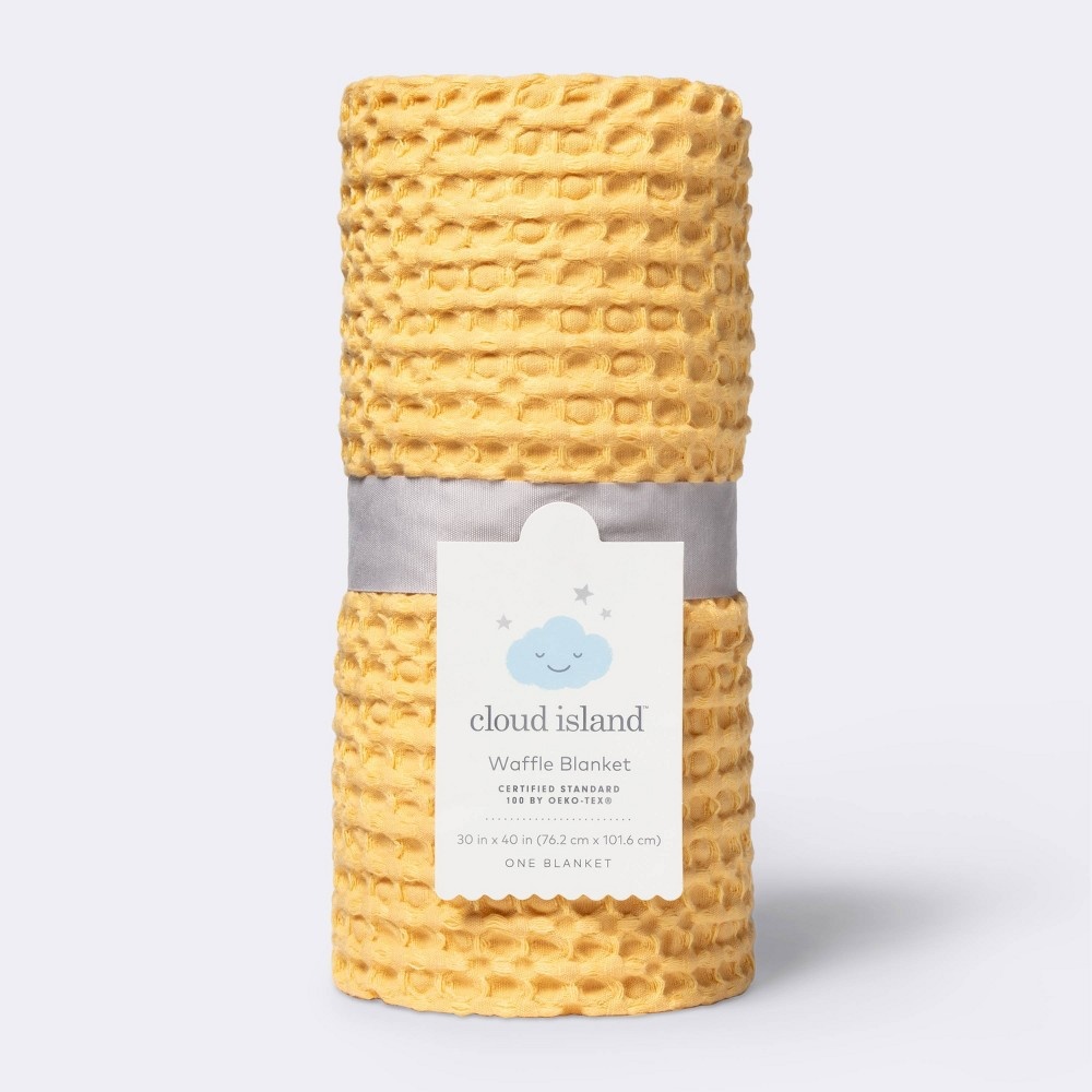 slide 4 of 4, Waffle Blanket - Cloud Island Mustard Yellow, 1 ct