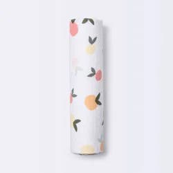 Muslin Swaddle Blanket Citrus - Cloud Island™ White/Orange