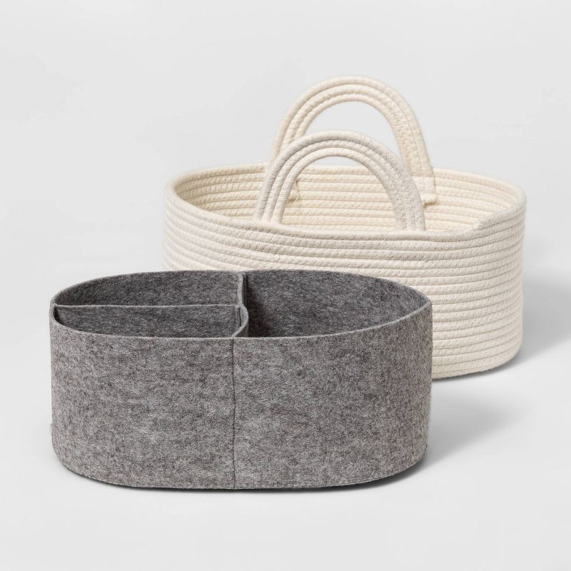 slide 3 of 4, Coiled Rope Diaper Caddy with Dividers - Cloud Island™ Cream, 1 ct