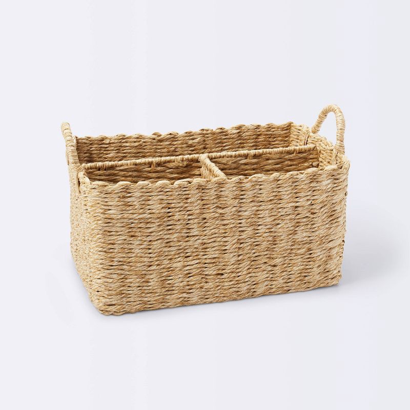 slide 1 of 3, Woven Diaper Caddy with Dividers - Cloud Island™ Natural Woven, 1 ct