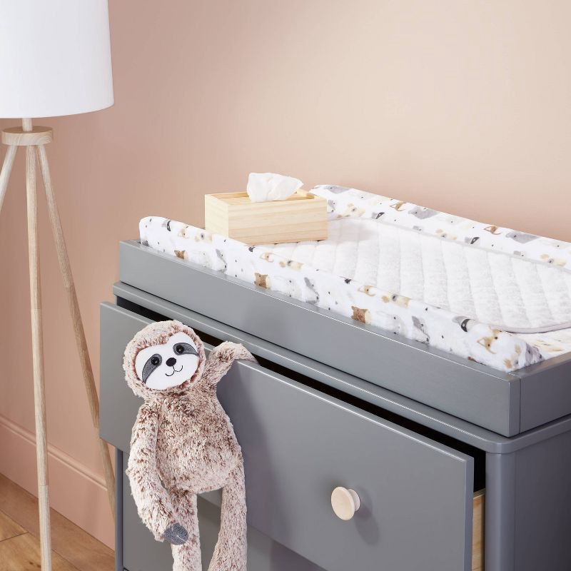 slide 2 of 4, Changing Pad Liner White with Gray Edge - Cloud Island™ 3pk, 3 ct