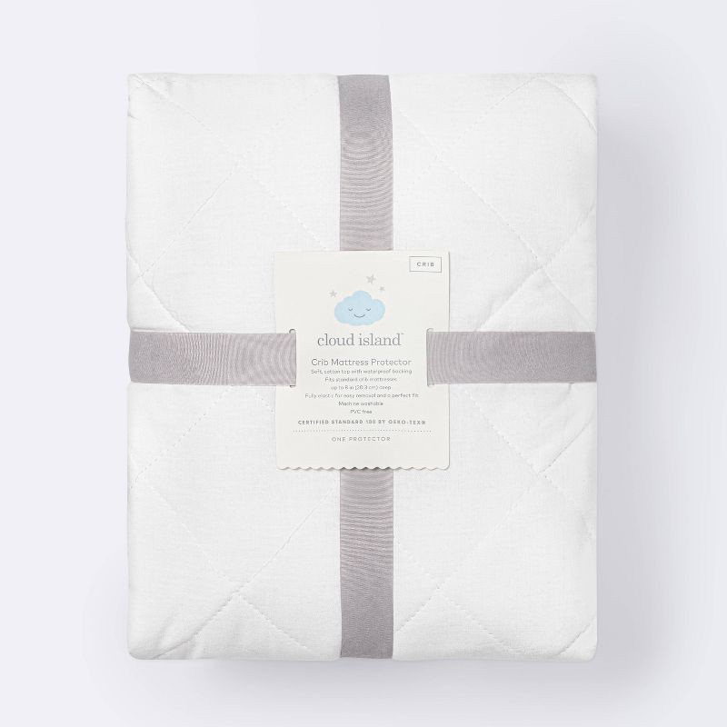 slide 3 of 3, Waterproof Fitted Crib and Toddler Mattress Pad Cover - Cloud Island™ White, 1 ct
