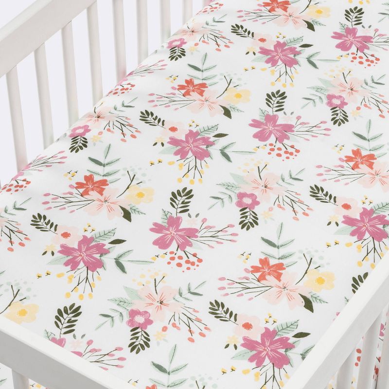 slide 2 of 4, Fitted Crib Sheet - Cloud Island™ - Green/Yellow/Pink, 1 ct
