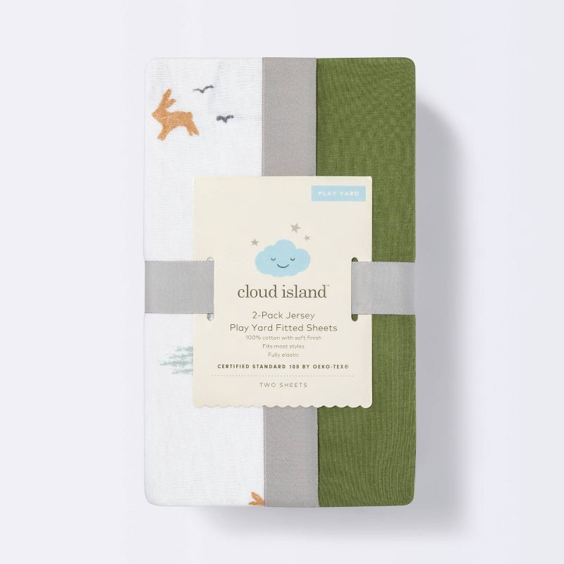 slide 4 of 4, Fitted Play Yard Jersey Sheet - Cloud Island™ - Adventure/Green - 2pk, 2 ct