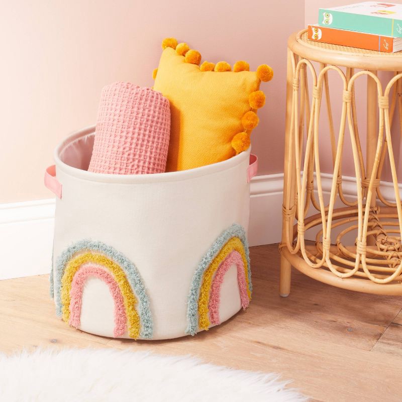 slide 2 of 3, Tufted Canvas Storage Bin - Cloud Island™ Pink L, 1 ct
