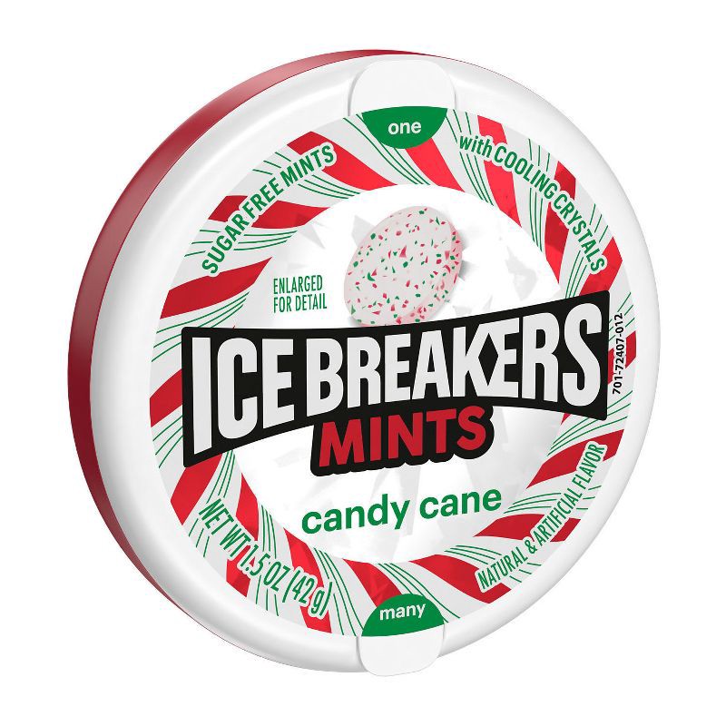 slide 2 of 8, Ice Breakers Candy Cane Sugar Free Christmas Candy Mints Tin - 1.5oz, 1.5 oz