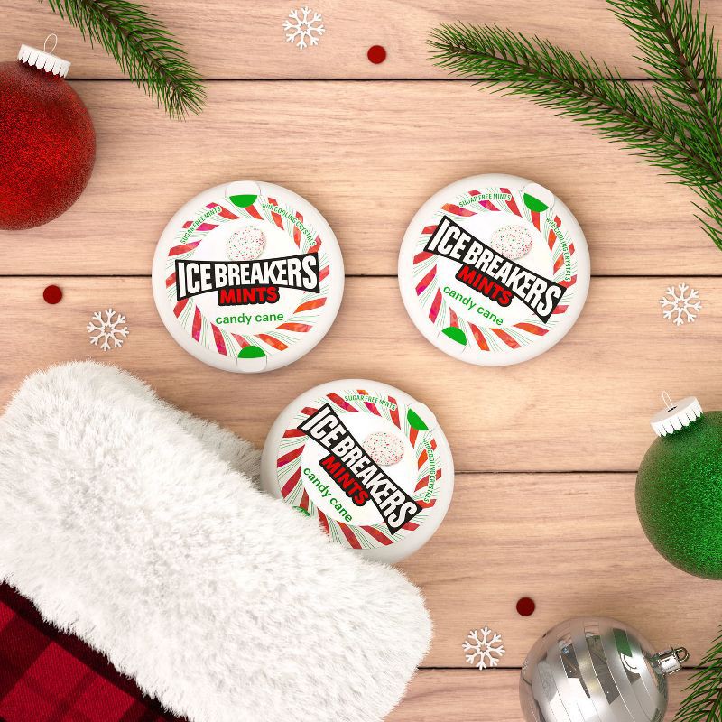 slide 6 of 8, Ice Breakers Candy Cane Sugar Free Christmas Candy Mints Tin - 1.5oz, 1.5 oz