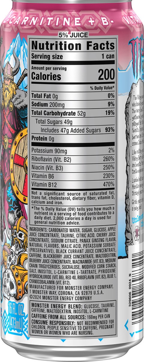 slide 3 of 10, Monster Energy Energy + Juice Viking Berry Energy Drink 16 fl oz, 16 fl oz