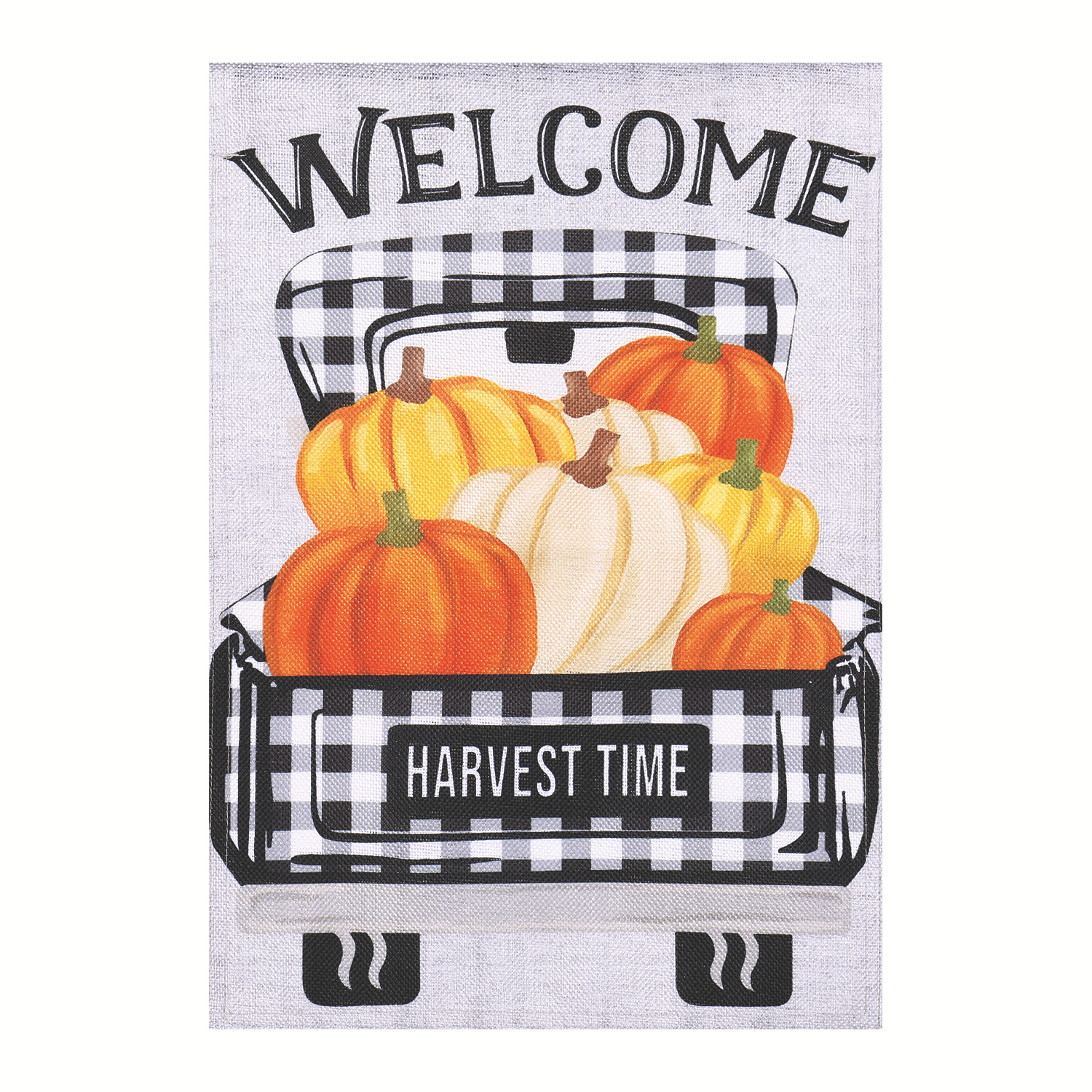 slide 1 of 1, Pumpkin Plaid Truck Garden Flag, 1 ct