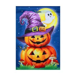Meadow Creek Pumpkin & Ghost, Halloween Suede Flag, 18 X 12.5"