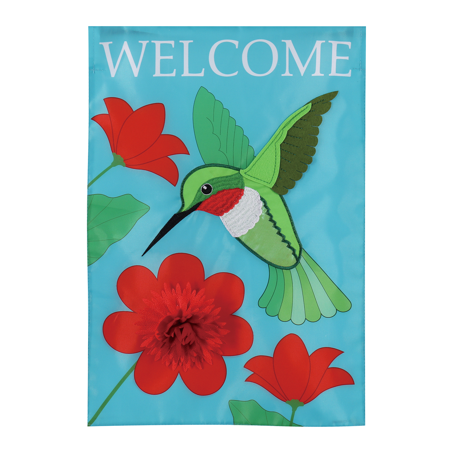 slide 1 of 1, Hummingbird Welcome Garden Applique Flag, 1 ct