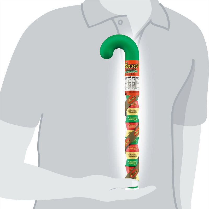 slide 8 of 8, Reese's Peanut Butter Cups Christmas Candy Filled Plastic Cane Miniatures - 2.17oz, 2.17 oz