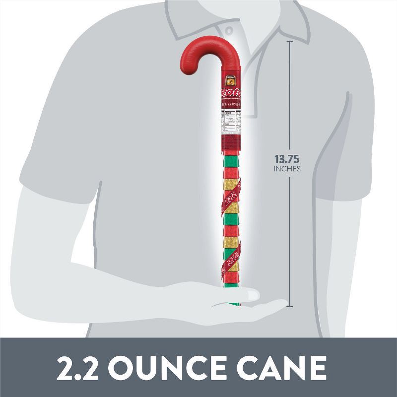 slide 7 of 7, Rolo Chocolate Caramels Christmas Candy Filled Plastic Cane - 2.2oz, 2.2 oz