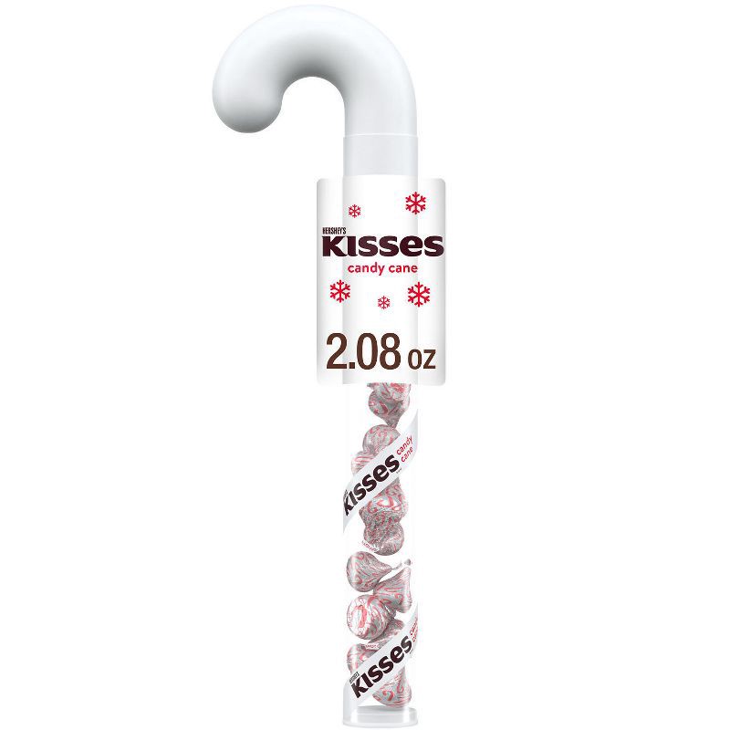 slide 1 of 8, HERSHEY's Kisses Candy Cane Flavored Filled Cane Christmas Candy - 2.08oz, 2.08 oz