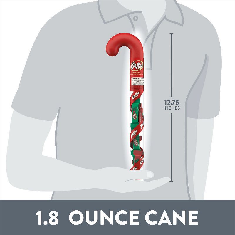 slide 8 of 8, Kit Kat Milk Chocolate Wafer Filled Plastic Cane Christmas Candy Miniatures - 1.8oz, 1.8 oz