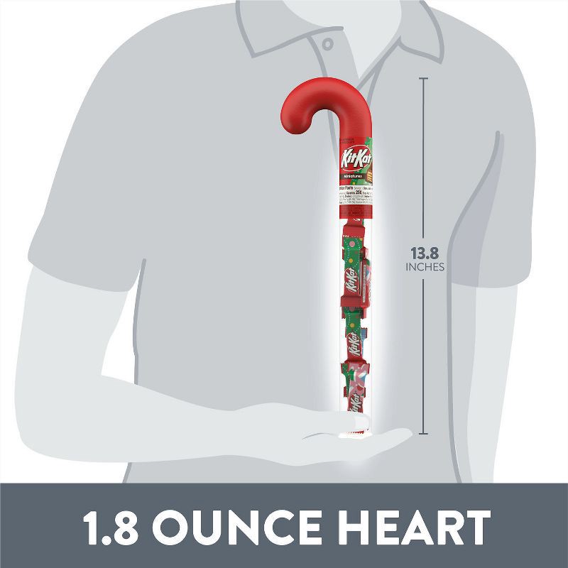 slide 7 of 8, Kit Kat Milk Chocolate Wafer Filled Plastic Cane Christmas Candy Miniatures - 1.8oz, 1.8 oz