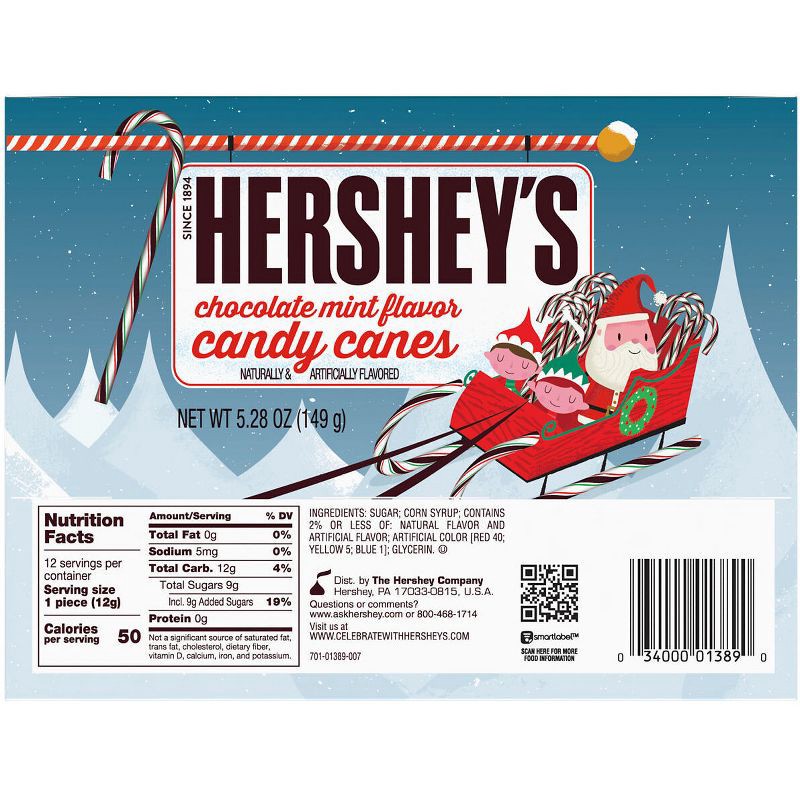 slide 4 of 7, Hershey's Chocolate Mint Flavored Christmas Candy Canes - 5.28oz/12ct, 5.28 oz, 12 ct