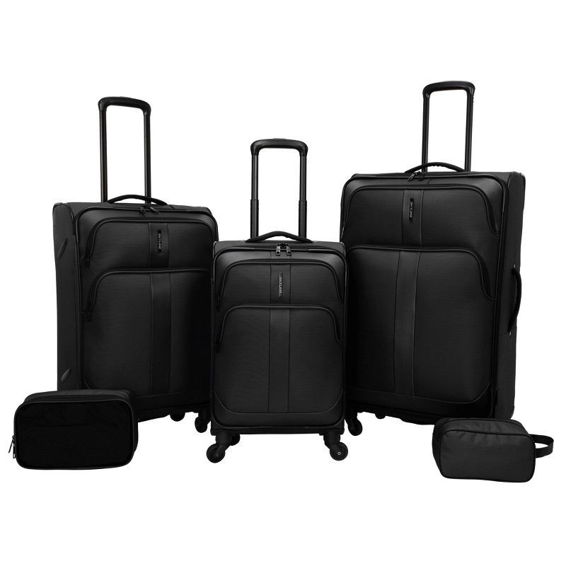 slide 1 of 32, Skyline Softside Checked Spinner 5pc Luggage Set - Black, 5 ct