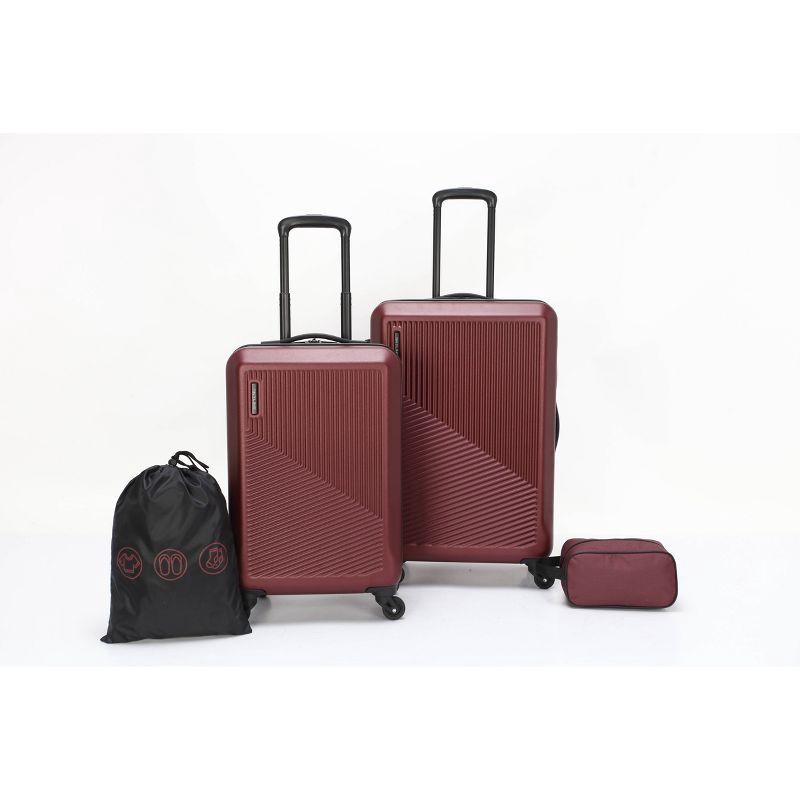 slide 1 of 17, Skyline Hardside Checked 4pc Luggage Set - Pomegranate, 4 ct