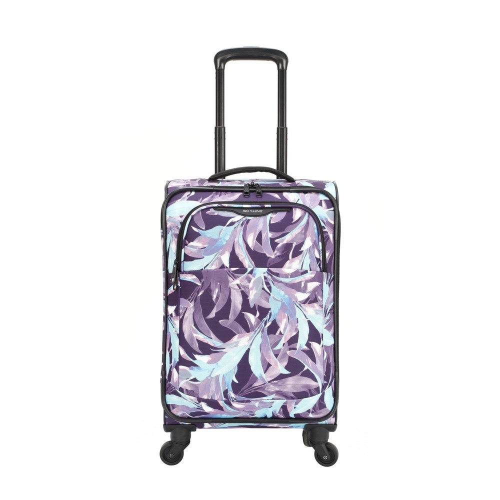 slide 12 of 13, Skyline Softside Carry On Spinner 3pc Luggage Set - Purple Leaves, 1 ct