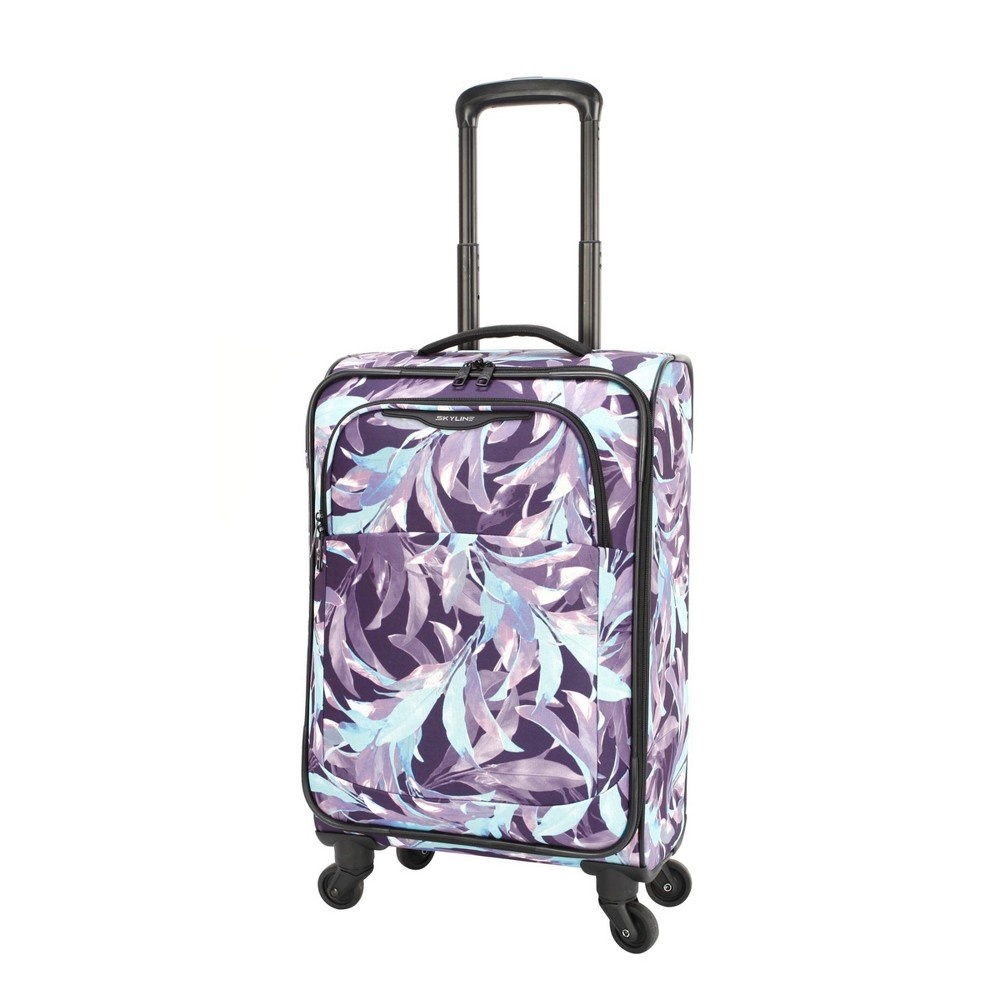 slide 13 of 13, Skyline Softside Carry On Spinner 3pc Luggage Set - Purple Leaves, 1 ct