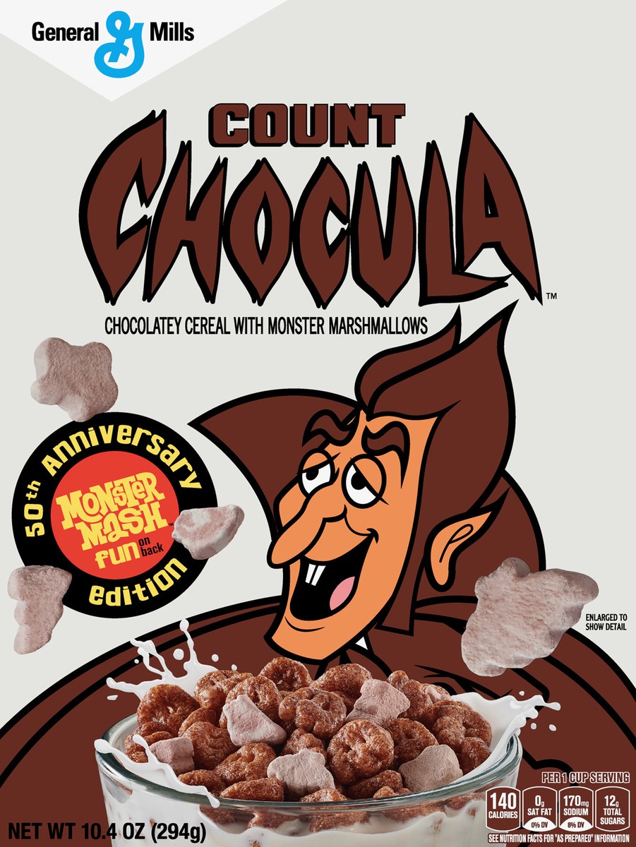 slide 9 of 10, General Mills Count Chocula Cereal with Frightful Friends Marshmallows, Kids Breakfast Cereal, Limited Edition, Made with Whole Grain, 10.4 oz, 10.4 oz