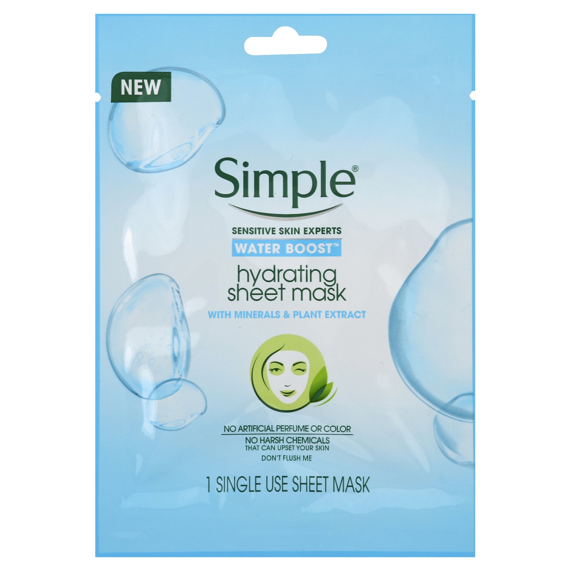 slide 1 of 6, Simple Micellar Water Boost Sheet Mask, 1 ct