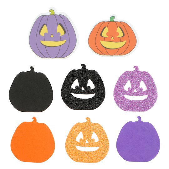 slide 1 of 2, Jack-O'-Lantern Foam Stickers By Creatology, 5.5 in x 8 in x 1.5 in