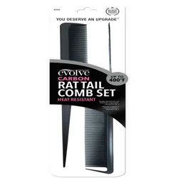 Evolve Heat Resistant Carbon Rat Tail Comb Set