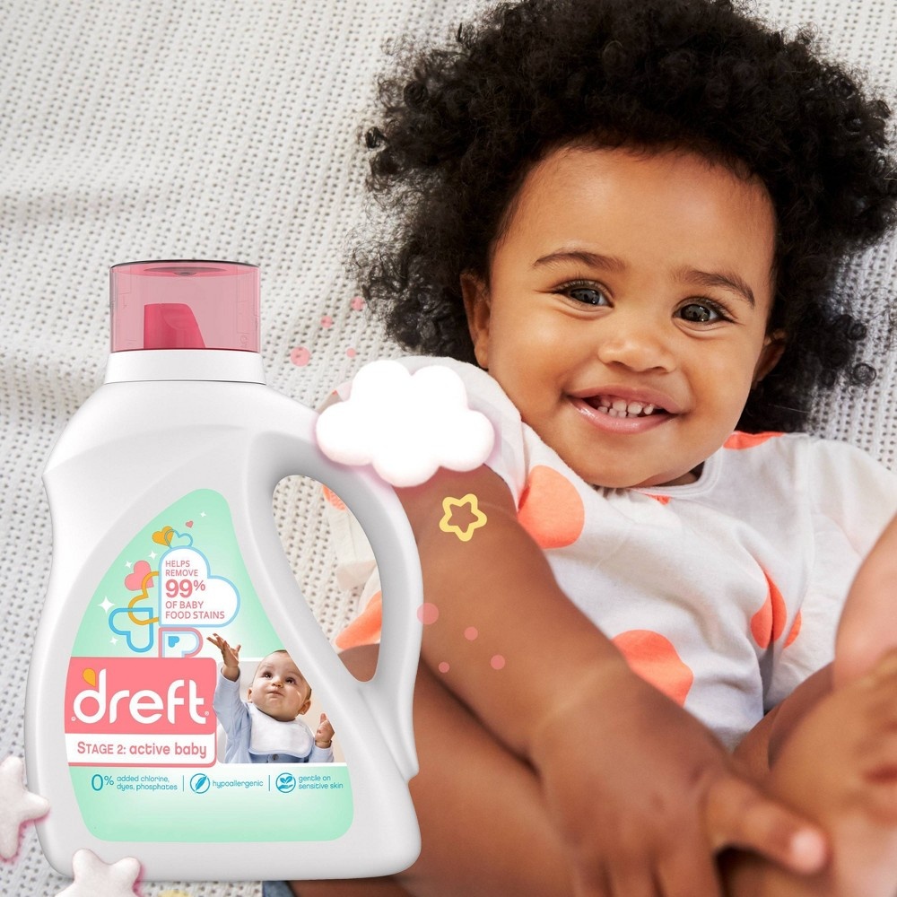 slide 3 of 8, Dreft Active Baby Liquid Laundry Detergent, 75 fl oz