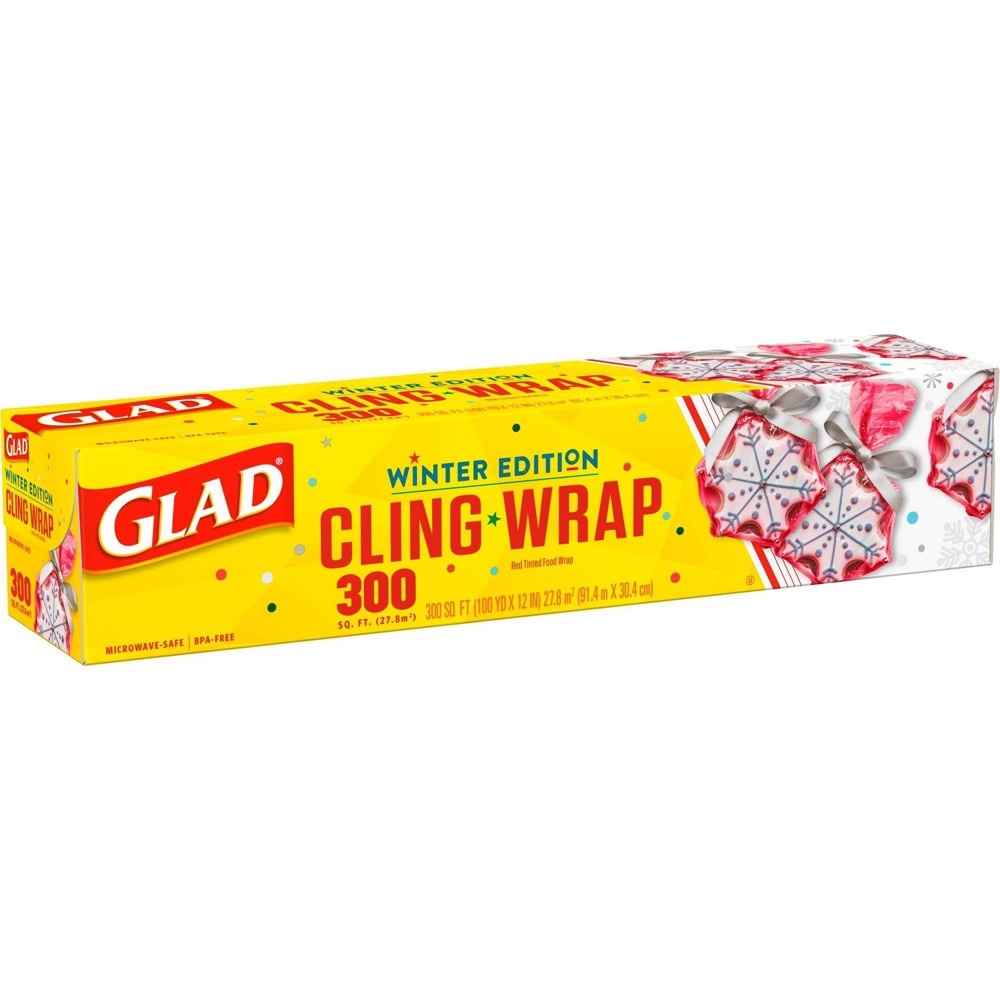 slide 3 of 7, Glad Cling Holiday Food Wrap, 300 sq ft