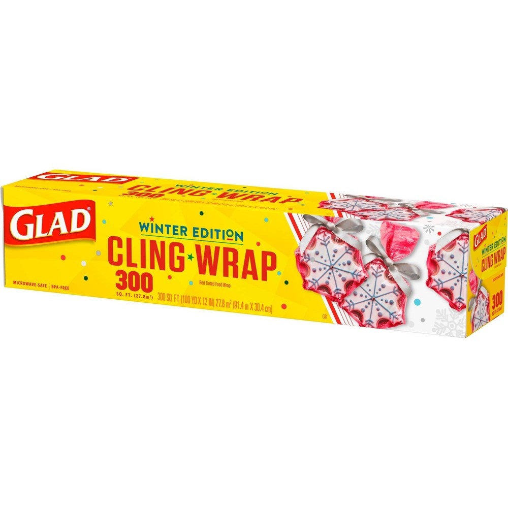 slide 4 of 7, Glad Cling Holiday Food Wrap, 300 sq ft