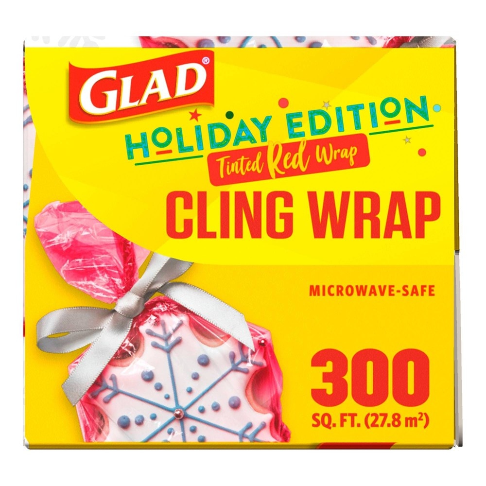 slide 7 of 7, Glad Cling Holiday Food Wrap, 300 sq ft